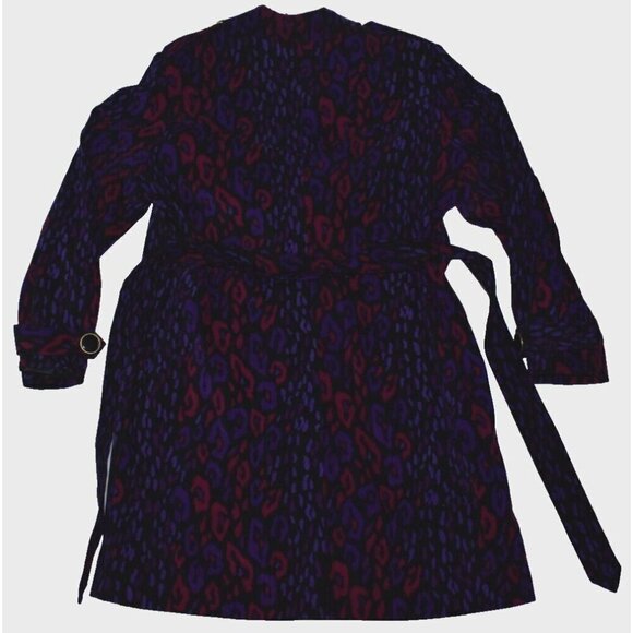 Bob Mackie Womens Leopard Print Wearable Art Multicolor Trench Coat Size L - Picture 10 of 11